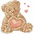 Teddy toy with heart embroidery design